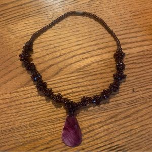 Garnet and shell necklace